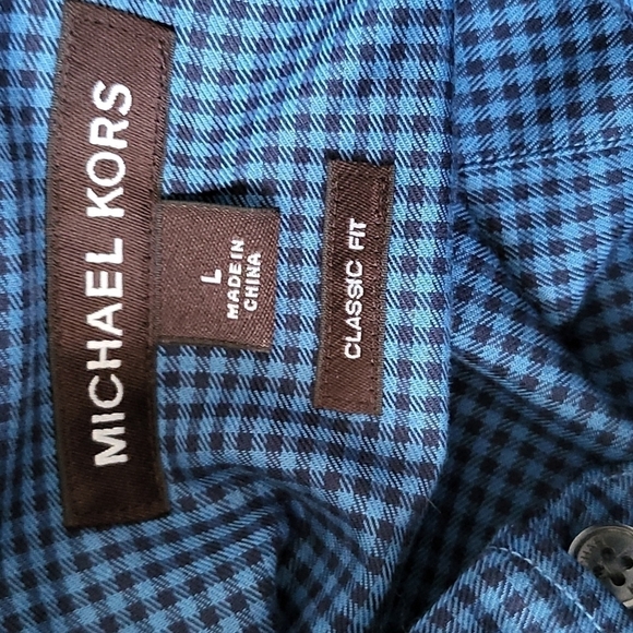 Michael Kors blue and black checked button down shirt NWT - Picture 6 of 7